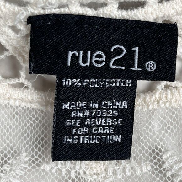 Rue 21 Sz XL Sheer Lace Tank Top Blouse Ivory Scalloped Hem Embroidered Layering - Picture 3 of 7